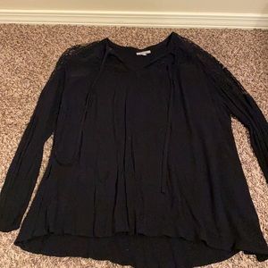 Black lace shoulder top